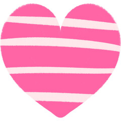 Horizontal Stripes Pink Heart Cute Doodle Illustration