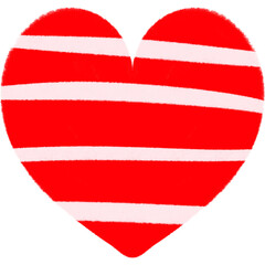 Horizontal Stripes Red Heart Cute Doodle Illustration
