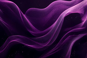Obraz premium Flowing purple waves with grain texture against a dark background, creating an ethereal and dreamlike atmosphere.