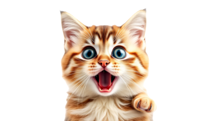 orange cat isolated on transparent background 