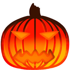 Red Light Pimpkin Scary Devil Face Halloween Illustration