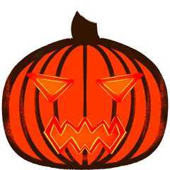 Red Pimpkin Glowing Devil Face Halloween Illustration