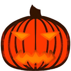 Red Pimpkin Scary Devil Face Halloween Illustration