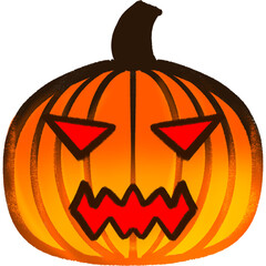 Orange Light Pimpkin Scary Red Face Halloween Illustration