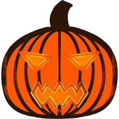 Orange Pimpkin Glowing Scary Face Halloween Illustration