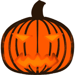 Orange Pimpkin Scary Devil Face Halloween Illustration