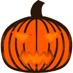 Orange Pimpkin Scary Face Halloween Illustration