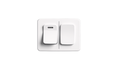 light switch with two buttons, turn on and off  isolated on transparent background