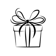 Gift box with ribbon in minimal black and white design
