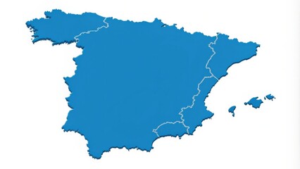 Naklejka premium High detailed outline of the country of Spain, Spain, Europe, travel, map, outline, topography, geography, border