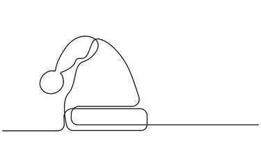 Santa Claus hat continuous one line drawing, single line art element, minimalist sketch line vector illustration, Christmas winter new year concept, Christmas Santa Claus hat one line drawing, 