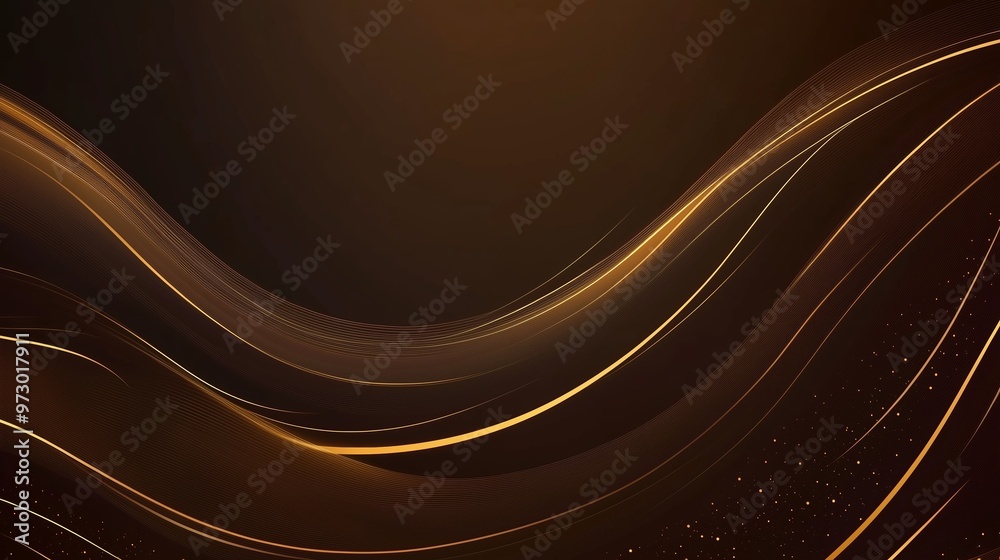 Sticker Elegant golden wave patterns flowing through a dark background create a mesmerizing visual effect for artistic designs and digital graphics