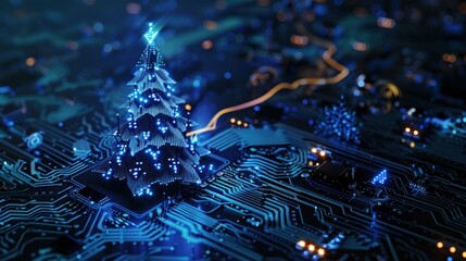 Digital Christmas Tree on a Circuit Board