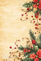 Christmas patterned on beige background 