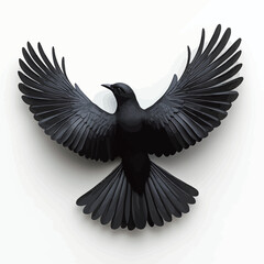Fototapeta premium Black crow isolated on white background. 3D illustration. 3D rendering.