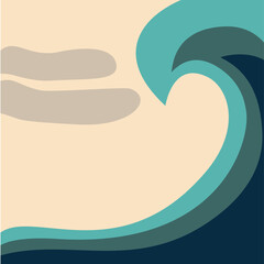 Illustration with blue ocean waves. Vector illustration.