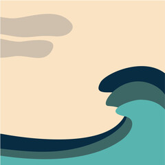 Illustration with blue ocean waves. Vector illustration.