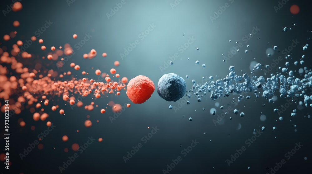 Wall mural a graphic representation of matter and antimatter particles, highlighting their similarities and dif