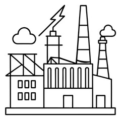 electricity factory outline coloring book page line art drawing