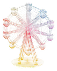 Obraz premium PNG Colorful wireframe Ferris wheel