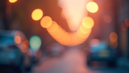Obraz premium Bokeh effect of city lights at night, creating a beautiful blend of colors and soft focus. Ideal for use in backgrounds, artistic designs, or as a nightscape element.