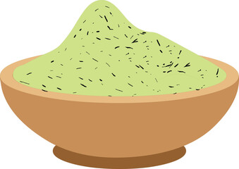 Bowl of rice on round brown bowl vector illustration.Brown bowl minimal design isolated on white background