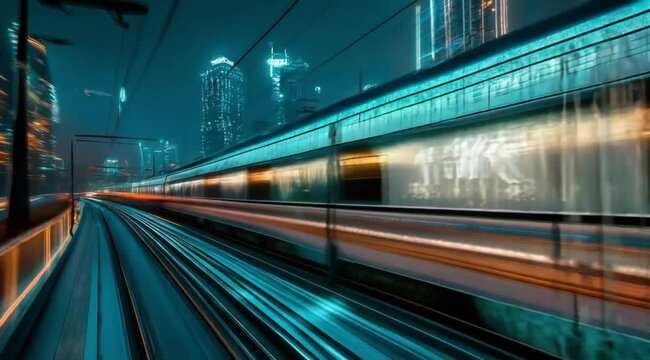 Scene of futuristic train, Camera slow motion with different angles