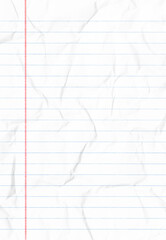 Notebook paper background. Lined notebook paper. crumpled paper background
