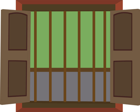recommend clip art: Wooden window with open doors vector illustration. window isolated on white background 