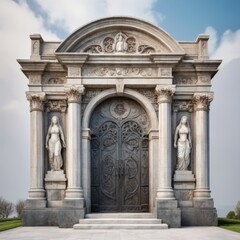 Obraz premium 3D Rendering of Grand Gothic-Style Entrance Gate with Ornate Arc