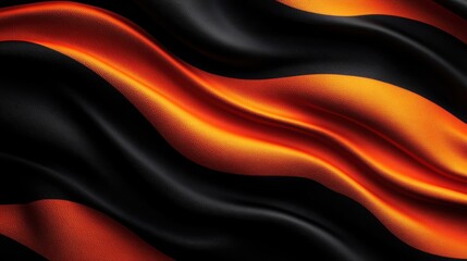 Elegant waves of black and orange fabric, creating a luxurious and dynamic backdrop with rich textures and flowing designs.