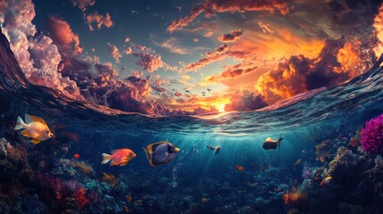 Underwater Paradise at Sunset