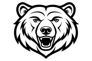 Bear head vector line art illustration