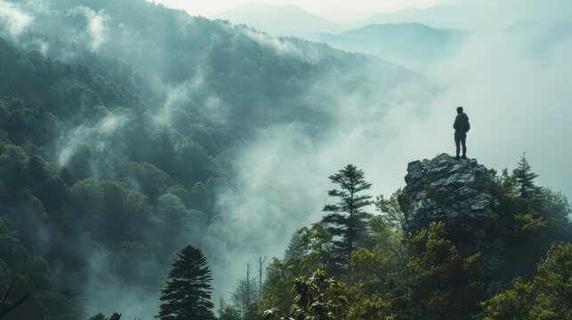 Hiker Exploring Great Smoky Mountains
