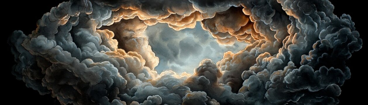 Abstract watercolor of dark clouds rolling in, symbolizing sadness and melancholy
