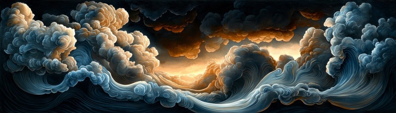 Abstract watercolor of dark clouds rolling in, symbolizing sadness and melancholy