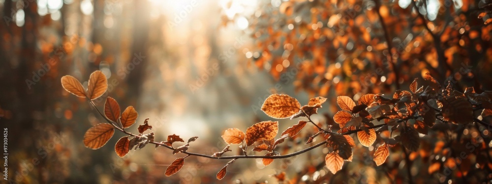 Canvas Prints autumn leaves in sunlight with a soft bokeh background