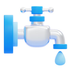 Fototapeta premium PNG 3D Water Tap Icon Isolated on a White Background