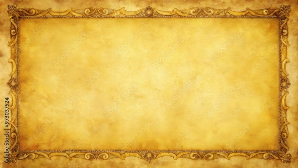 Aufkleber Old yellow parchment paper with empty space for text, featuring various frames for embellishment