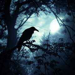 Free photo animal in spooky forest under moonlight