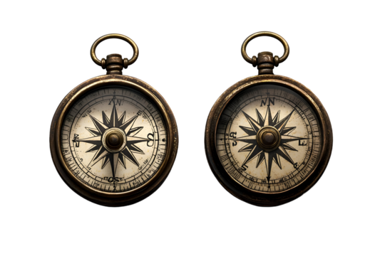 Deux boussoles sur fond transparent PNG