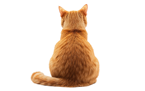Ginger red cat  isolated on white or transparent background