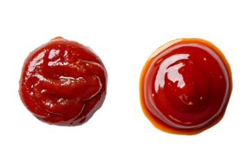 Deux gouttes de ketchup sur fond transparent PNG