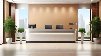 blank billboard and recepionist room design