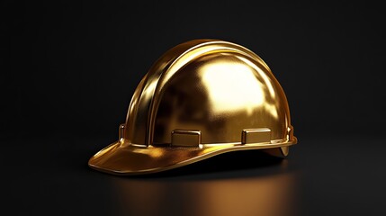 Fototapeta premium 3D rendering of a gold hard hat floating against a black background