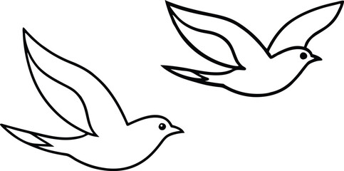 Joyful Birds Gliding Above in a Playful Sky Illustration
