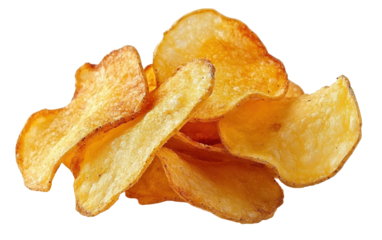 Bunch of potato chips isolated on white or transparent background