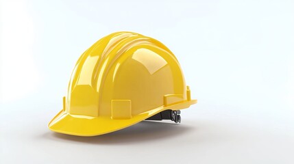 Fototapeta premium 3D rendering of construction tools and equipment including a yellow safety helmet isolated on a white background symbolizing Labor Day