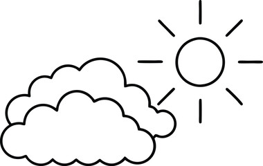 Happy Cloud with Sun Vector Illustration Kids Coloring Page
