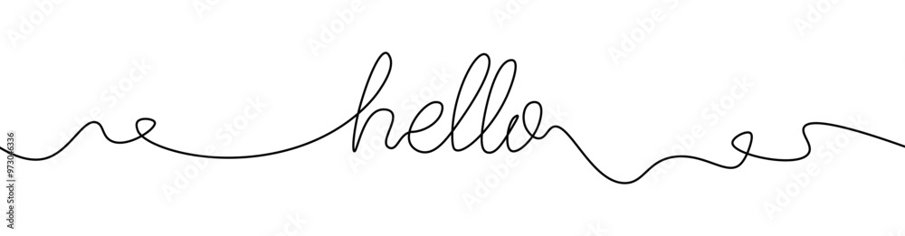 Fototapete curve handwriting hello continuous line drawing design vector